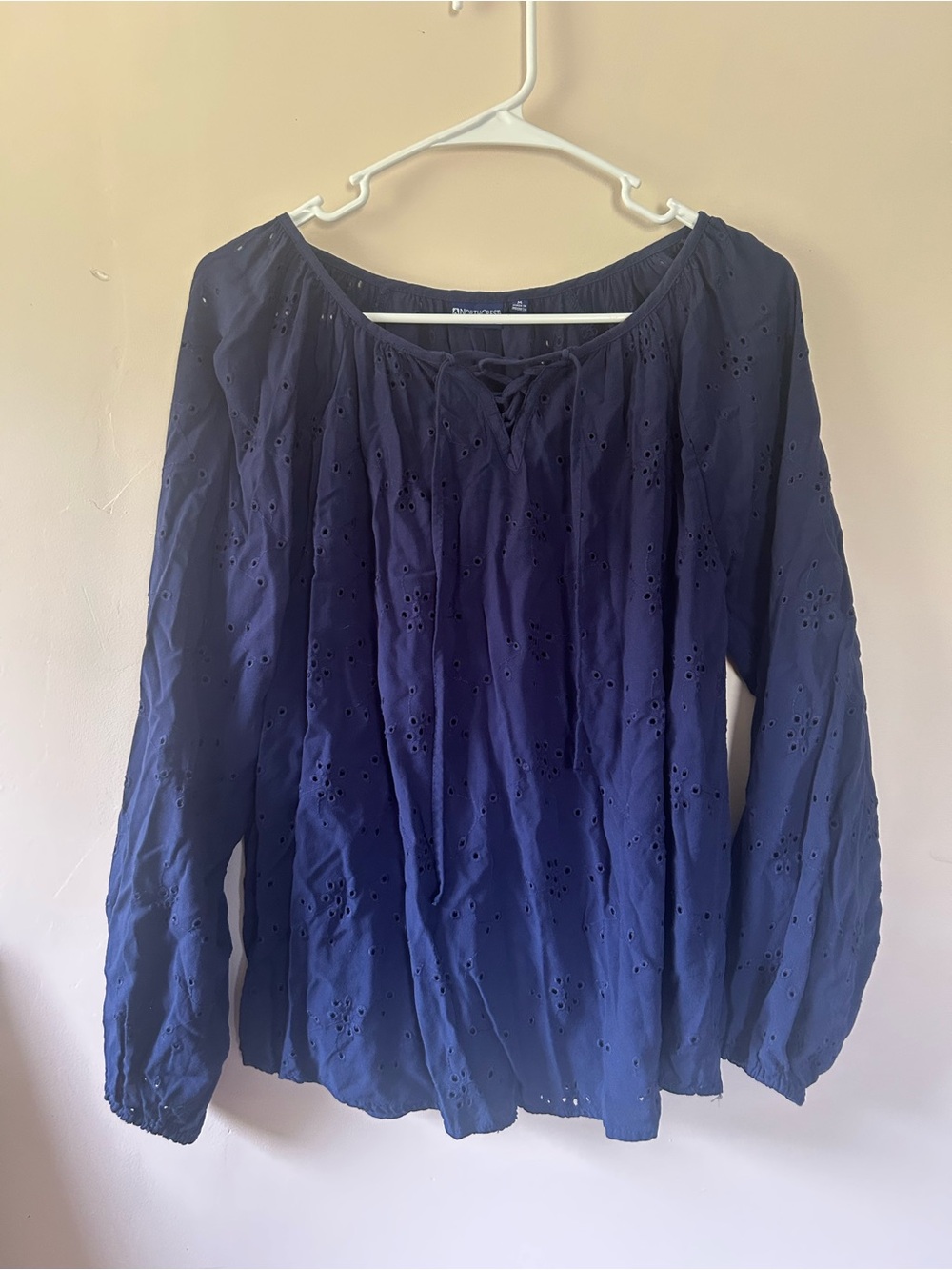 Northcrest Navy Eyelet Blouse